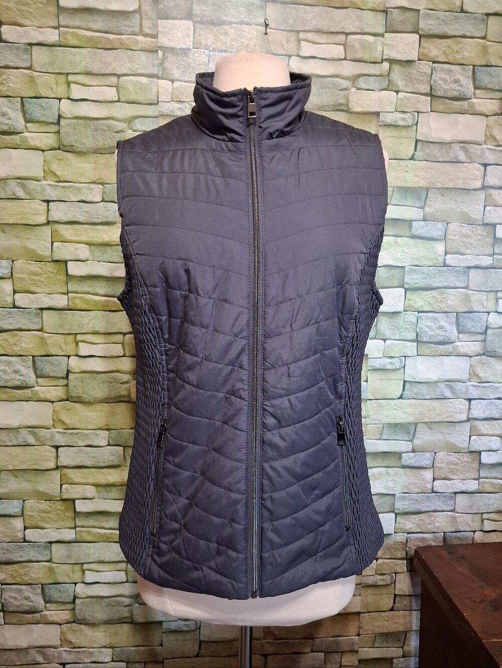 Christopher & Banks Quilted Gray Sleeveless Puffer Vest